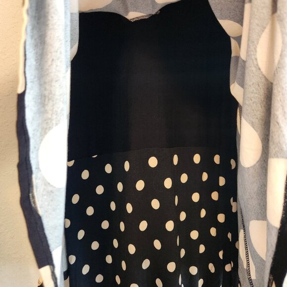 Anthropologie Maeve Davina Layered Polka Dot Dress Black Tan Size Small - Picture 6 of 13
